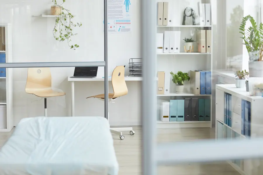 Interior of a clean, well-lit doctor’s office